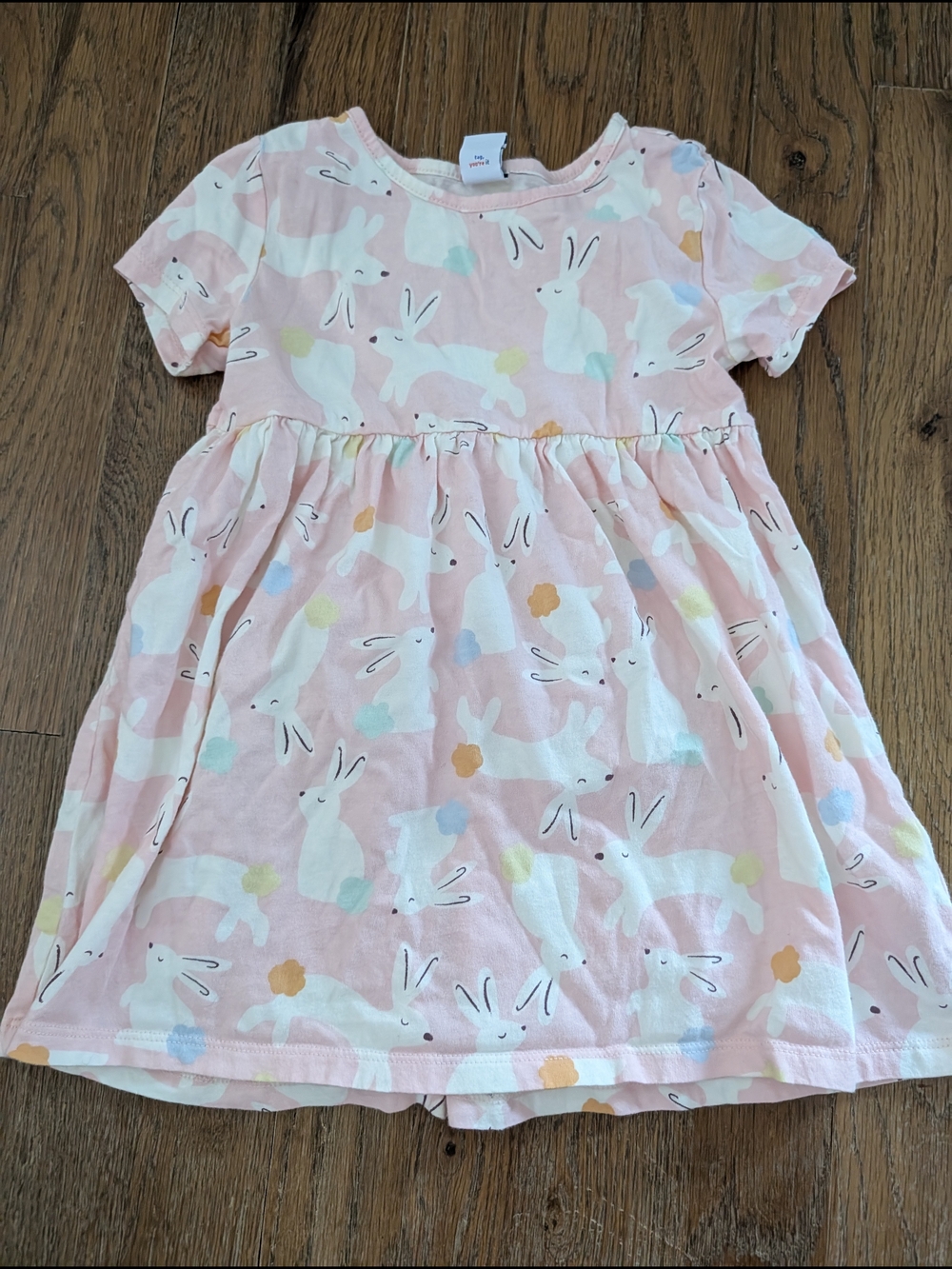 Old Navy Pink Bunny Print Short Sleeve Dress 2T